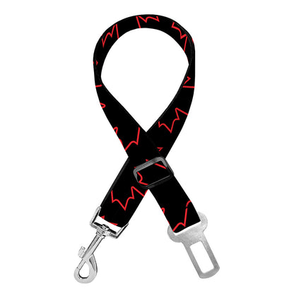 Black And Red Canadian Maple Leaf Print Dog Seat Belt