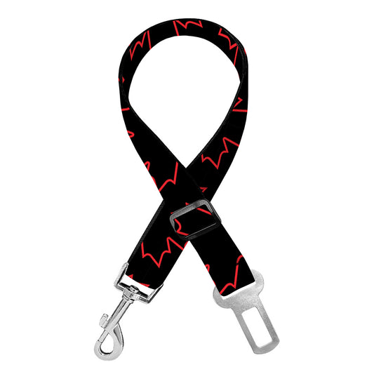 Black And Red Canadian Maple Leaf Print Dog Seat Belt