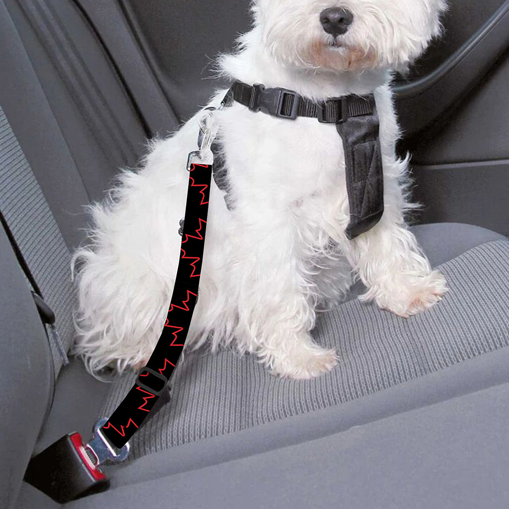 Black And Red Canadian Maple Leaf Print Dog Seat Belt