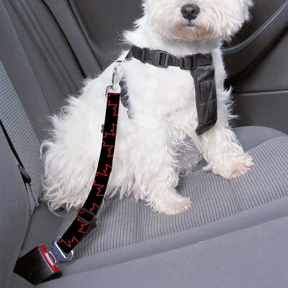 Black And Red Canadian Maple Leaf Print Dog Seat Belt
