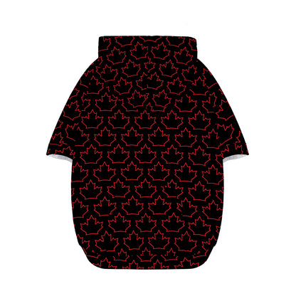 Black And Red Canadian Maple Leaf Print Dog Zip Up Hoodie