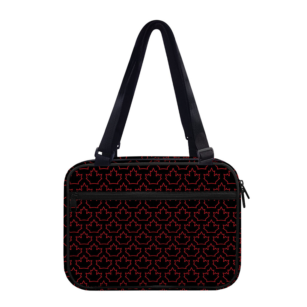 Black And Red Canadian Maple Leaf Print Double Strap Bible Bag
