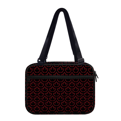 Black And Red Canadian Maple Leaf Print Double Strap Bible Bag