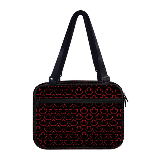 Black And Red Canadian Maple Leaf Print Double Strap Bible Bag