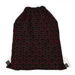 Black And Red Canadian Maple Leaf Print Drawstring Bag