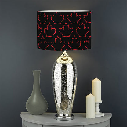 Black And Red Canadian Maple Leaf Print Drum Lamp Shade