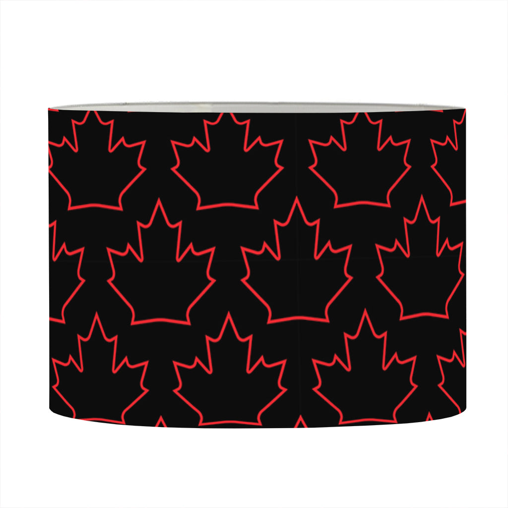 Black And Red Canadian Maple Leaf Print Drum Lamp Shade