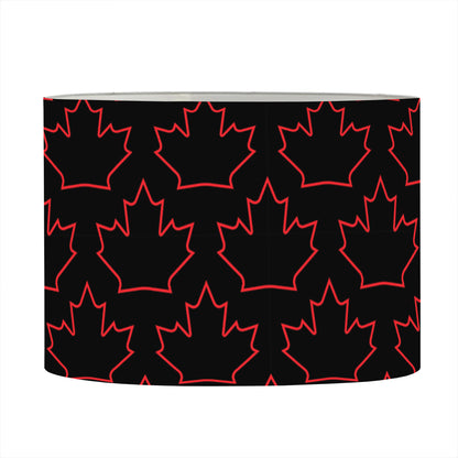 Black And Red Canadian Maple Leaf Print Drum Lamp Shade