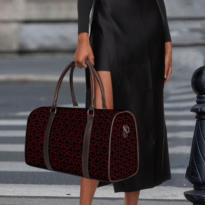 Black And Red Canadian Maple Leaf Print Duffle Bag