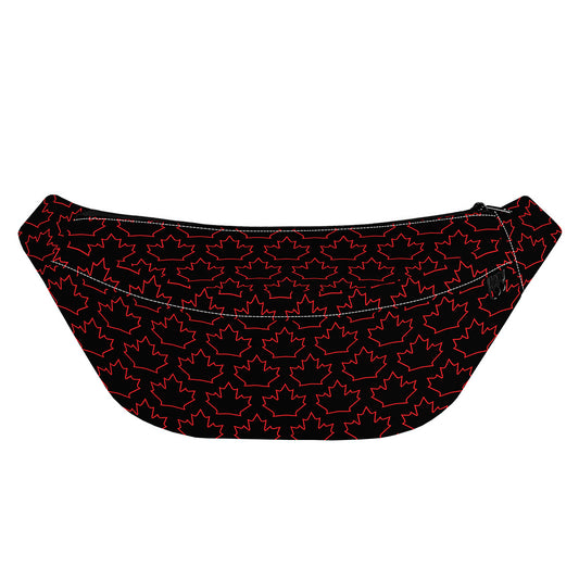 Black And Red Canadian Maple Leaf Print Fanny Pack