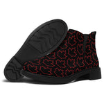 Black And Red Canadian Maple Leaf Print Flat Ankle Boots