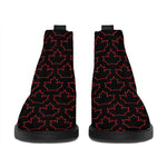 Black And Red Canadian Maple Leaf Print Flat Ankle Boots