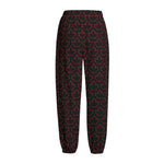 Black And Red Canadian Maple Leaf Print Fleece Lined Knit Pants