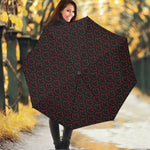 Black And Red Canadian Maple Leaf Print Foldable Umbrella