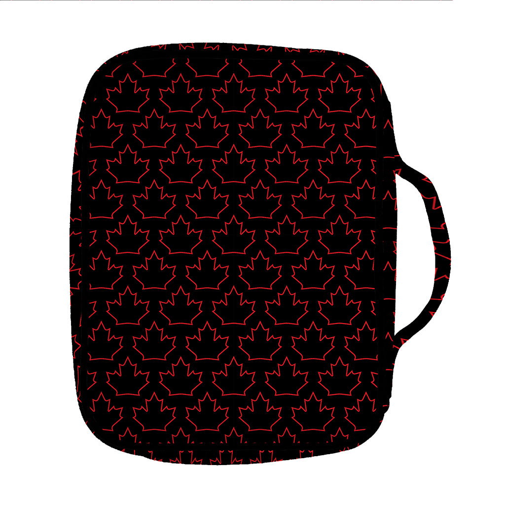 Black And Red Canadian Maple Leaf Print Front Pocket Bible Bag