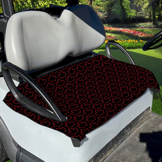 Black And Red Canadian Maple Leaf Print Golf Cart Seat Cover