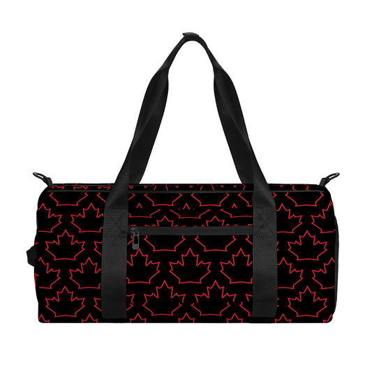 Black And Red Canadian Maple Leaf Print Gym Bag
