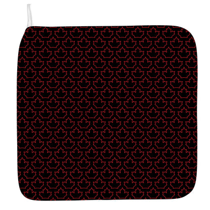 Black And Red Canadian Maple Leaf Print Hand Towel