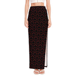 Black And Red Canadian Maple Leaf Print High Slit Maxi Skirt
