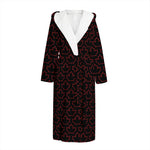 Black And Red Canadian Maple Leaf Print Hooded Bathrobe
