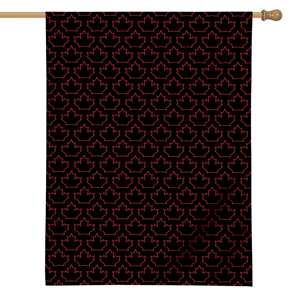 Black And Red Canadian Maple Leaf Print House Flag