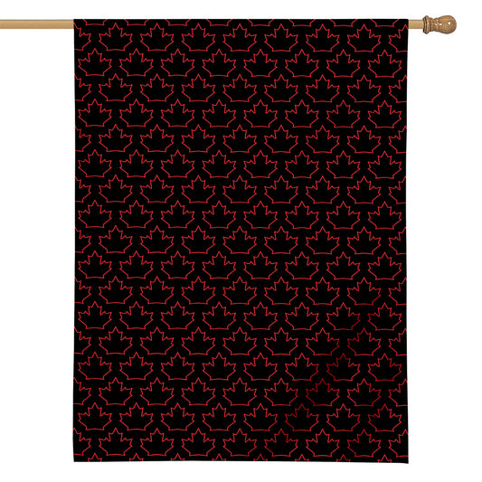 Black And Red Canadian Maple Leaf Print House Flag