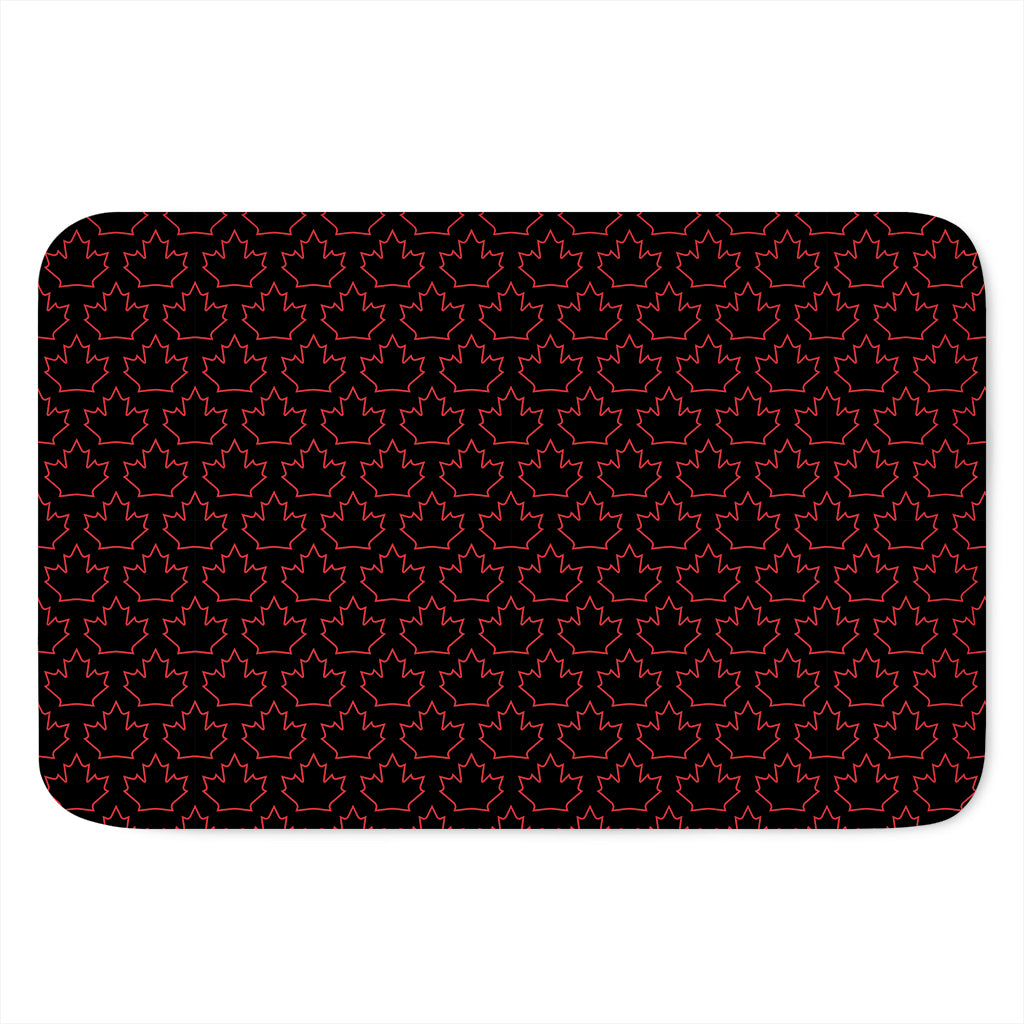 Black And Red Canadian Maple Leaf Print Indoor Door Mat