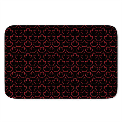 Black And Red Canadian Maple Leaf Print Indoor Door Mat