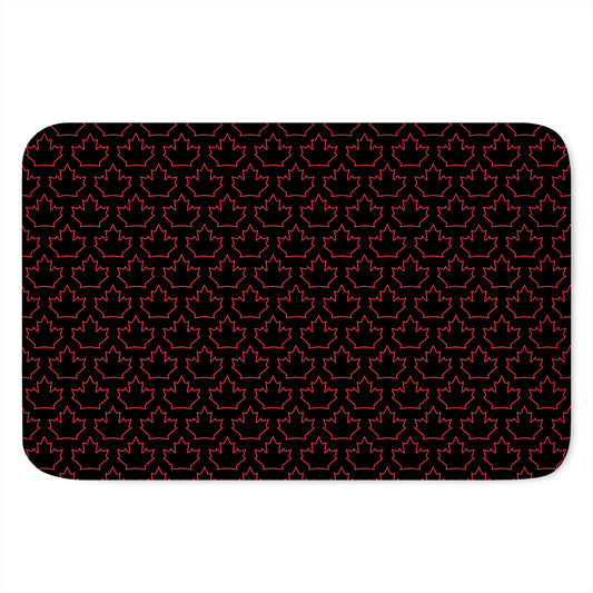 Black And Red Canadian Maple Leaf Print Indoor Door Mat