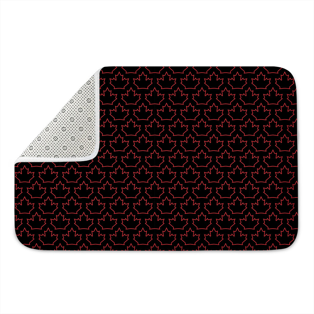 Black And Red Canadian Maple Leaf Print Indoor Door Mat