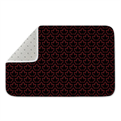 Black And Red Canadian Maple Leaf Print Indoor Door Mat