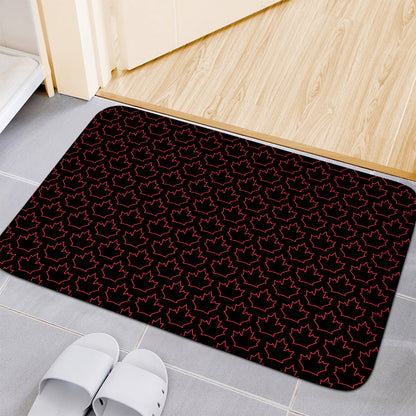 Black And Red Canadian Maple Leaf Print Indoor Door Mat