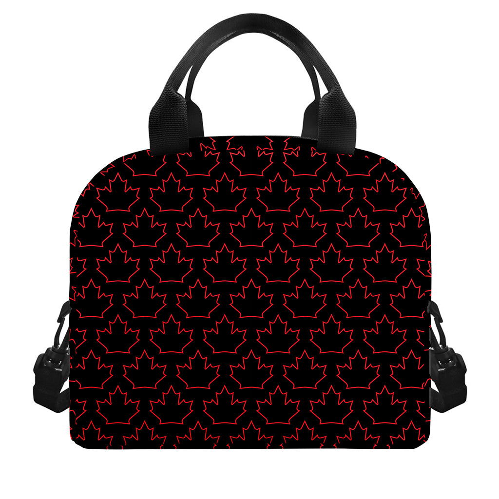 Black And Red Canadian Maple Leaf Print Insulated Lunch Bag
