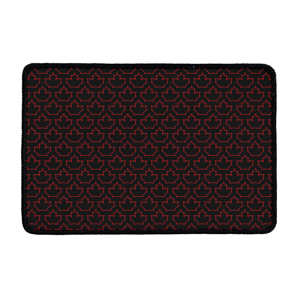 Black And Red Canadian Maple Leaf Print Kitchen Mat