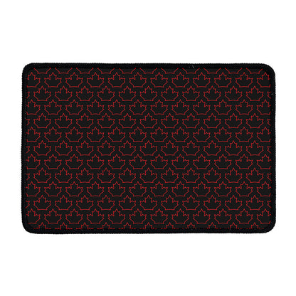 Black And Red Canadian Maple Leaf Print Kitchen Mat