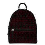 Black And Red Canadian Maple Leaf Print Leather Backpack