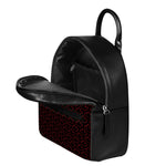 Black And Red Canadian Maple Leaf Print Leather Backpack