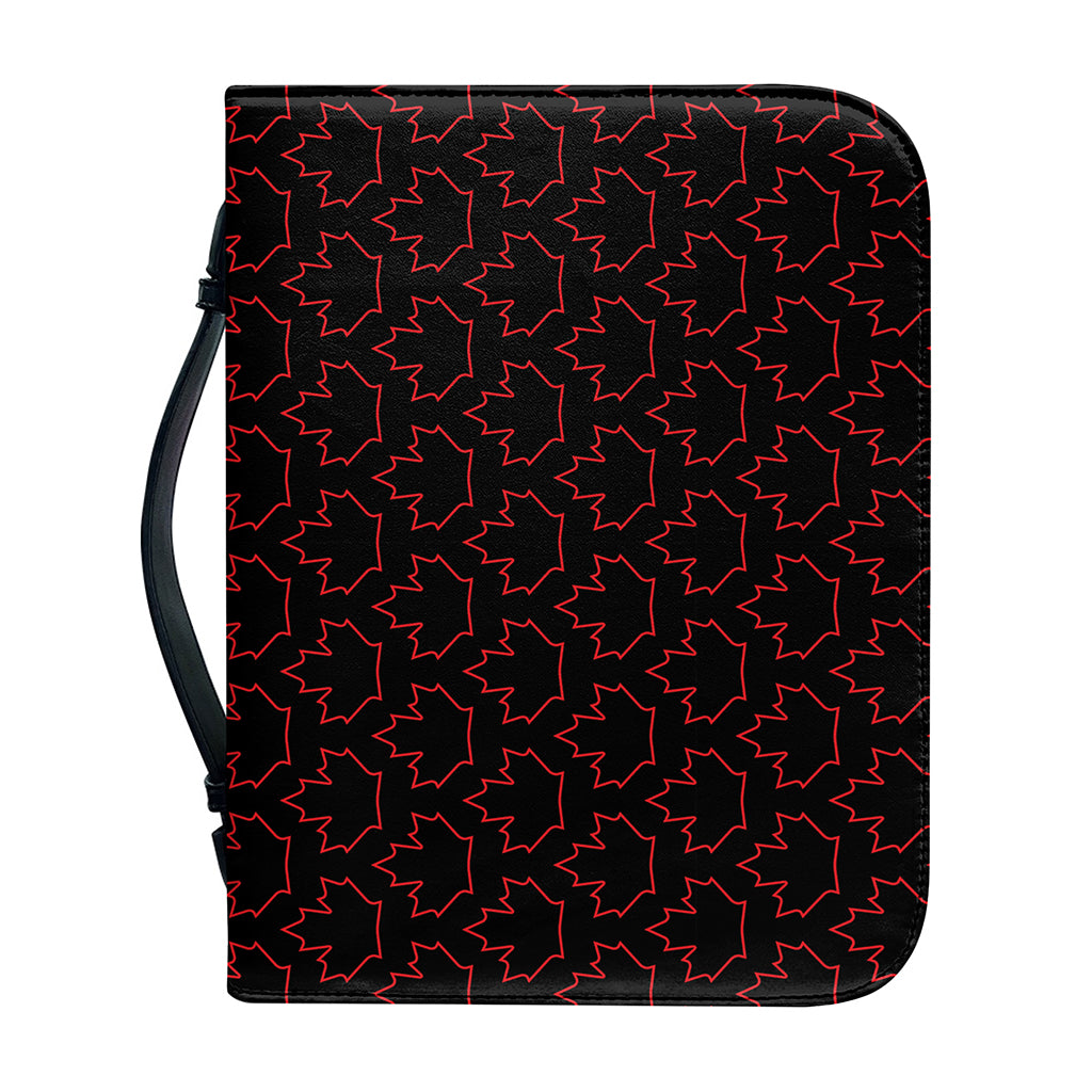 Black And Red Canadian Maple Leaf Print Leather Bible Cover