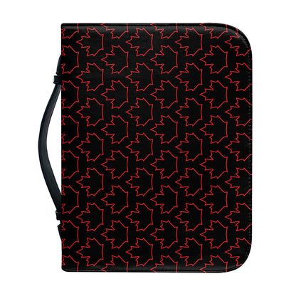 Black And Red Canadian Maple Leaf Print Leather Bible Cover