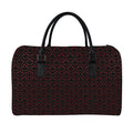 Black And Red Canadian Maple Leaf Print Leather Duffel Bag