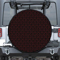 Black And Red Canadian Maple Leaf Print Leather Spare Tire Cover