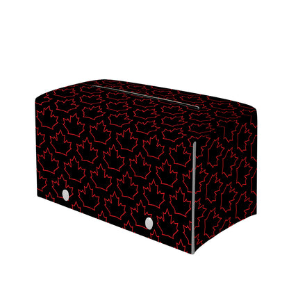 Black And Red Canadian Maple Leaf Print Leather Tissue Box Cover