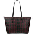 Black And Red Canadian Maple Leaf Print Leather Tote Bag With Zipper