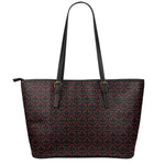 Black And Red Canadian Maple Leaf Print Leather Tote Bag