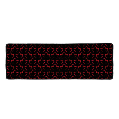 Black And Red Canadian Maple Leaf Print Long Kitchen Mat
