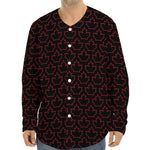 Black And Red Canadian Maple Leaf Print Long Sleeve Baseball Jersey