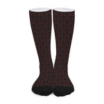 Black And Red Canadian Maple Leaf Print Long Socks