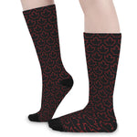 Black And Red Canadian Maple Leaf Print Long Socks