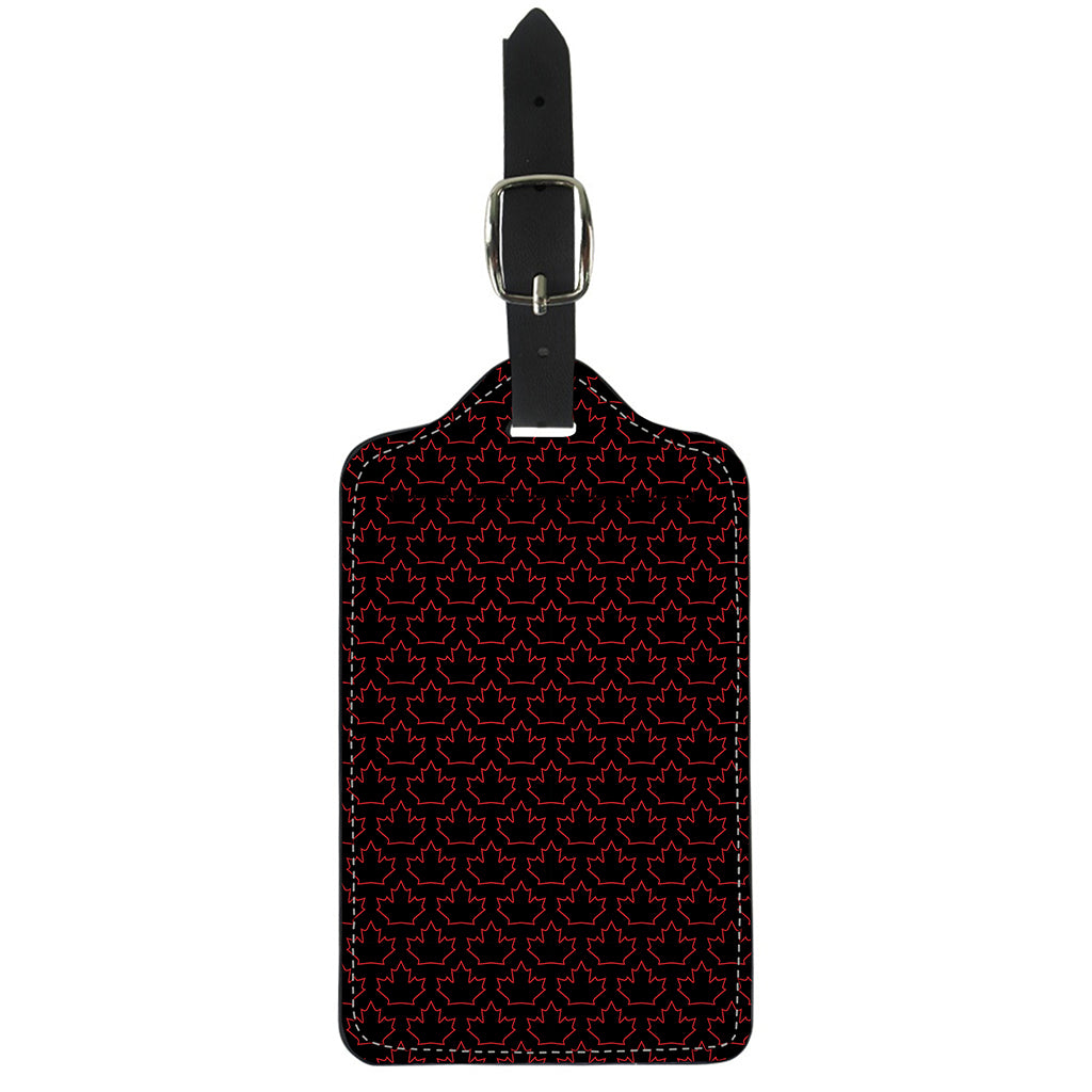 Black And Red Canadian Maple Leaf Print Luggage Tag