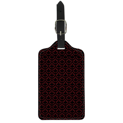Black And Red Canadian Maple Leaf Print Luggage Tag
